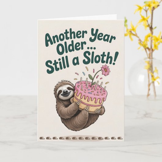 Another Year Older... Still a Sloth! カード (黄色い花)