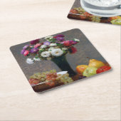 Anri Fantin-Latourアスターとフルーツ スクエアペーパーコースター (アングル)