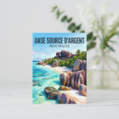 Anse Source d'Argent Seychelles ポストカード (スタンド正面)