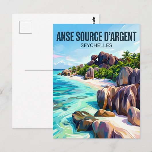Anse Source d'Argent Seychelles ポストカード (正面/裏面)