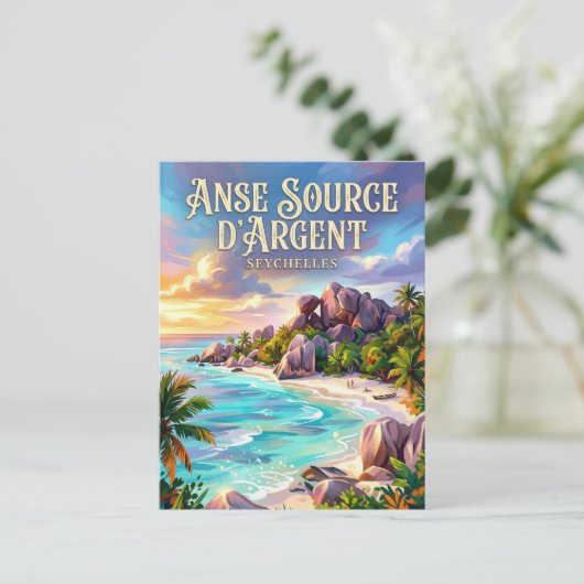 Anse Source d'Argent Seychelles ポストカード (スタンド正面)