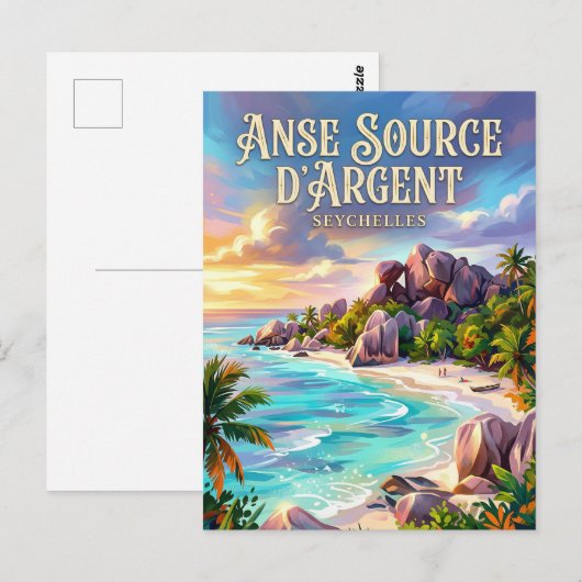 Anse Source d'Argent Seychelles ポストカード (正面/裏面)