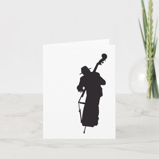 ansichtkaart silhouet double bass player カード (正面)