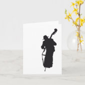 ansichtkaart silhouet double bass player カード (黄色い花)