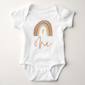 ANSLEYキュートボホレインボーハートワン初誕生日 ベビーボディスーツ (正面)