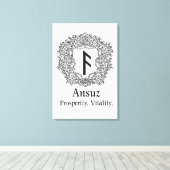 Ansuz-rune/繁栄、活力 キャンバスプリント (インサイチュ (ウッドフロア))