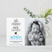 Answer to Our祈りの言葉フォトブルーボーイ誕生 案内状 (スタンド正面)