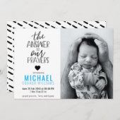 Answer to Our祈りの言葉フォトブルーボーイ誕生 案内状 (正面/裏面)