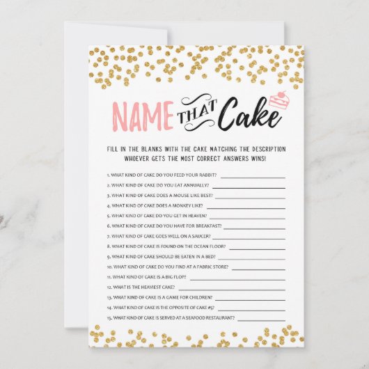 Answersゲームカードでケーキの名前 招待状 (正面)