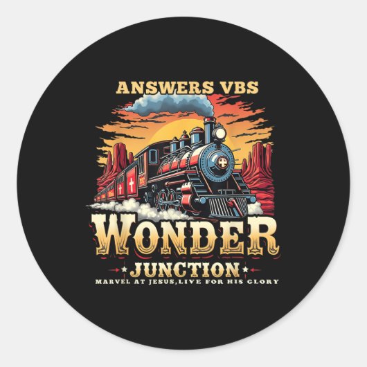 Answers Vbs 疑問に思 Junction Christian Trainテーマ ラウンドシール (正面)