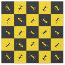 Antチェッカーボード黒と黄色の正方形 ファブリック