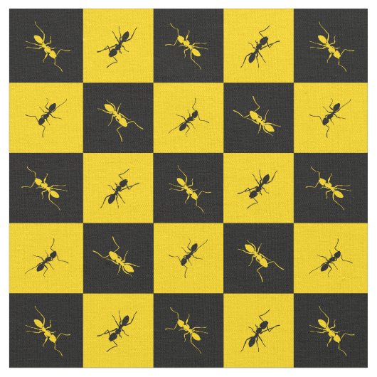 Antチェッカーボード黒と黄色の正方形 ファブリック (クローズアップ)