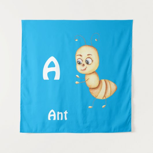 AntパーソナライズABC：Letter A - お名前を追加 タペストリー (正面)