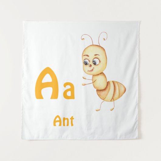 AntパーソナライズABC：Letter A - お名前を追加 タペストリー (正面)