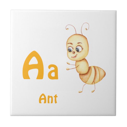 Ant personalize ABC: Letter A - お名前を入れてカスタマイズ タイル (正面)