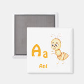 Ant personalize ABC: Letter A - お名前を入れてカスタマイズ マグネット (正面/裏面)