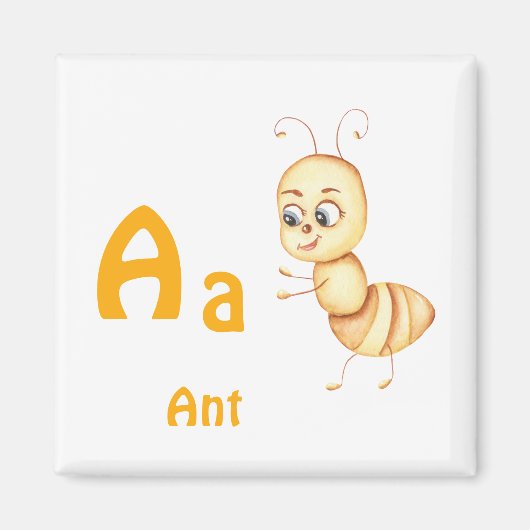 Ant personalize ABC: Letter A - お名前を入れてカスタマイズ マグネット (正面)