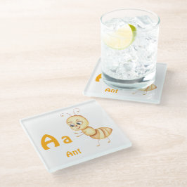 Ant personalize ABC: Letter A - 名前を入れる ガラスコースター