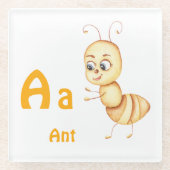 Ant personalize ABC: Letter A - 名前を入れる ガラスコースター (正面)