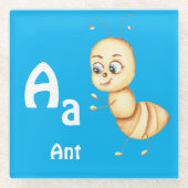 Ant personalize ABC: Letter A - 名前を入れる ガラスコースター (正面)