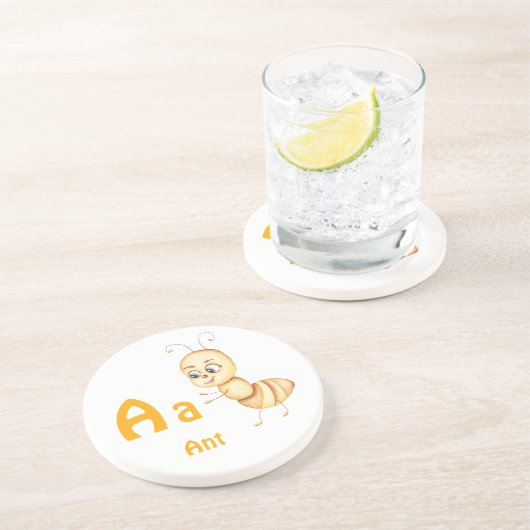 Ant personalize ABC: Letter A - 名前を入れる コースター (側面)