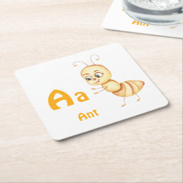 Ant personalize ABC: Letter A - 名前を入れる スクエアペーパーコースター