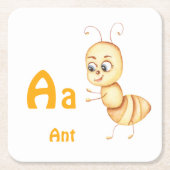Ant personalize ABC: Letter A - 名前を入れる スクエアペーパーコースター (正面)