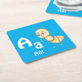 Ant personalize ABC: Letter A - 名前を入れる スクエアペーパーコースター