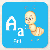 Ant personalize ABC: Letter A - 名前を入れる スクエアペーパーコースター (正面)