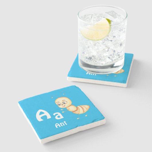 Ant personalize ABC: Letter A - 名前を入れる ストーンコースター (横)