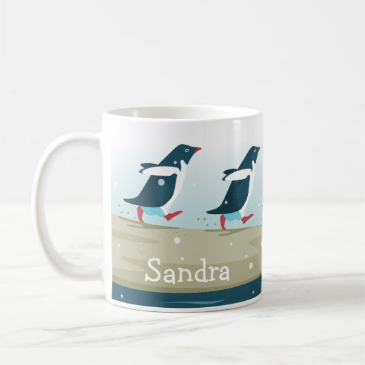 Antarctic Beach with Adelie Penguins コーヒーマグカップ (左)