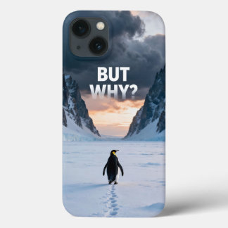 Antarctic Solitude: Penguin "But Why?" Quest Art iPhone 13ケース