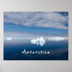 Antarctica landscape floating ice photo with text ポスター