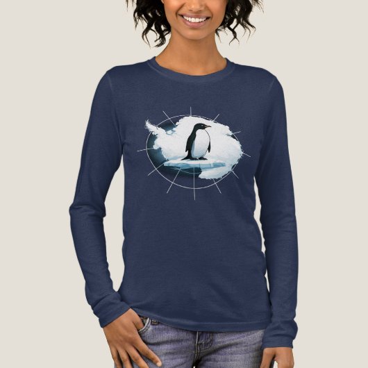 Antarctica Penguin Emblem – Polar Explorer Design トライブレンドＴシャツ (正面)