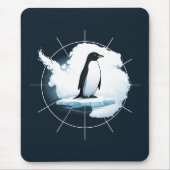 Antarctica Penguin Emblem – Polar Explorer Design マウスパッド (正面)