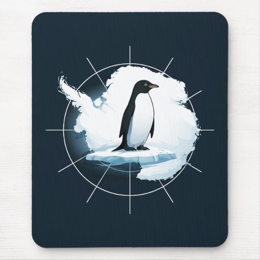 Antarctica Penguin Emblem – Polar Explorer Design マウスパッド (正面)