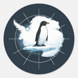 Antarctica Penguin Emblem – Polar Explorer Design ラウンドシール