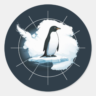 Antarctica Penguin Emblem – Polar Explorer Design ラウンドシール