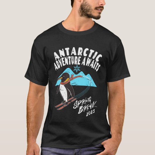 Antarctica Spring Break 2023   Penguin Snow Ski Tシャツ (正面)