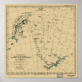 Antartic Regions "Drift of the Endurance" 1918マップ ポスター