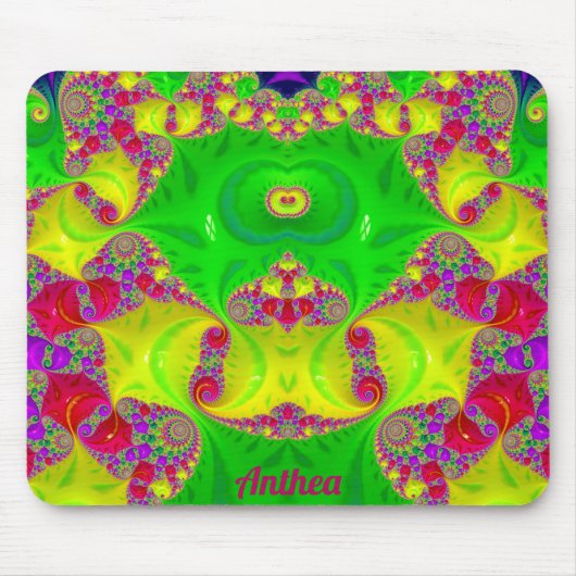 ANTHEA to Zany Hot Cerise、黄、赤、緑 マウスパッド (正面)