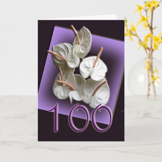 Antheriumsの幸せな100th誕生日の挨拶状 カード (黄色い花)