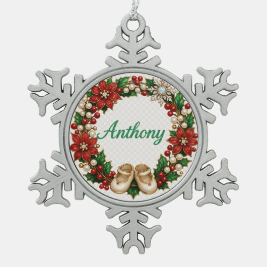 Anthony Baby’s First Christmas Snowflake Ornament スノーフレークピューターオーナメント (正面)