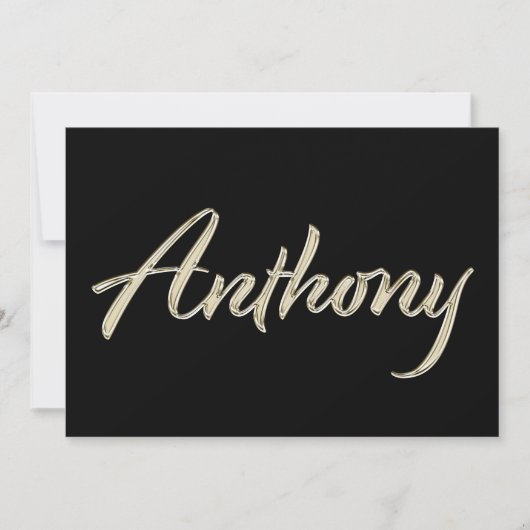 Anthony Name white gold Handwriting Karte カード (正面)