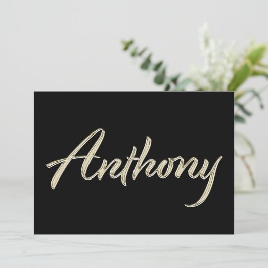 Anthony Name white gold Handwriting Karte カード (スタンド正面)