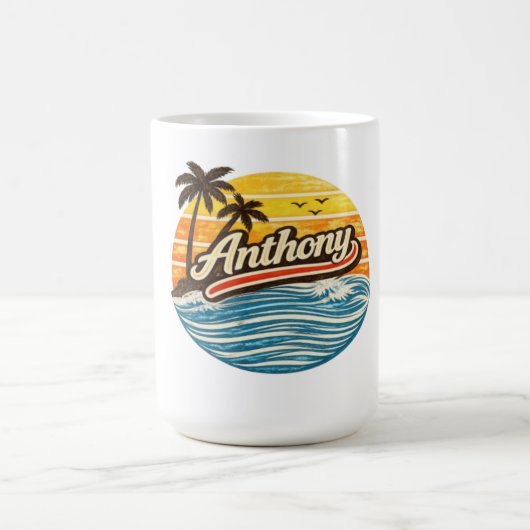 Anthony Retro Sunset Name Design コーヒーマグカップ (中央)
