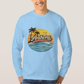 Anthony Retro Sunset Name Design Tシャツ