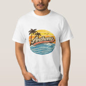 Anthony Retro Sunset Name Design Tシャツ (正面)
