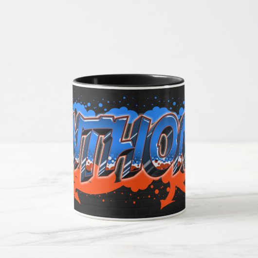 Anthony Vorname Name Graffiti blue orange Tasse マグカップ (中央)