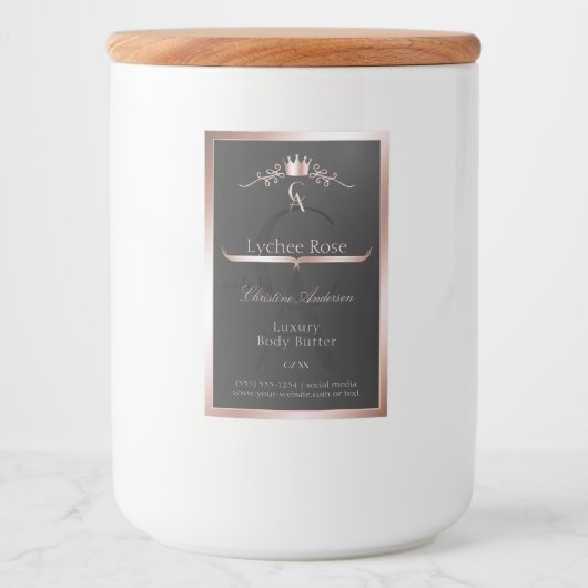 Anthracite Product Label Rose Gold Frame Monogram フードラベル (正面)